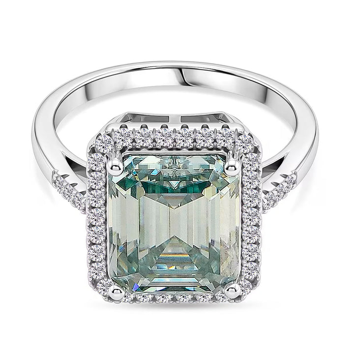 D'Joy - Paraiba Moissanite Halo Ring in Rhodium Overlay Sterling Silver 6.65 Ct. 8561090 1