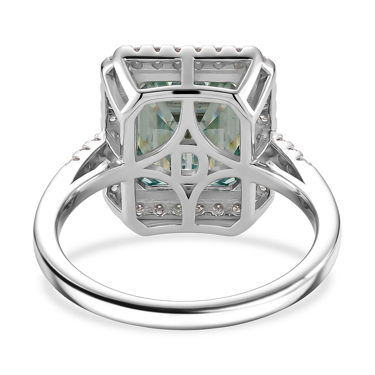 D'Joy - Paraiba Moissanite Halo Ring in Rhodium Overlay Sterling Silver 6.65 Ct. 8561090 5
