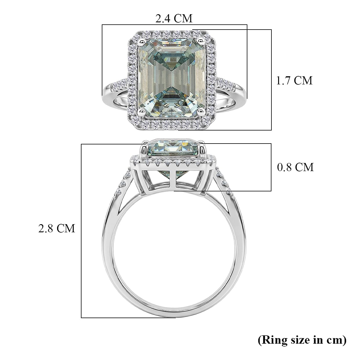 D'Joy - Paraiba Moissanite Halo Ring in Rhodium Overlay Sterling Silver 6.65 Ct. 8561090 6