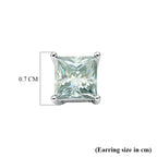 D'Joy Paraiba Moissanite Solitaire Stud Earring with Push Back in Rhodium Overlay Sterling Silver 1.82 Ct.