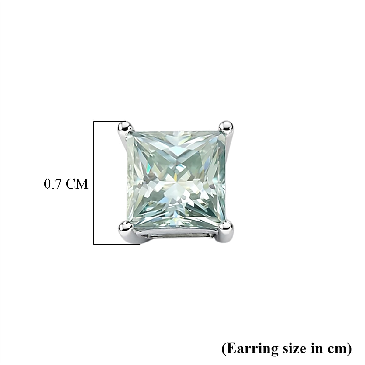 D'Joy Paraiba Moissanite Solitaire Stud Earring with Push Back in Rhodium Overlay Sterling Silver 1.82 Ct. 8428089 6