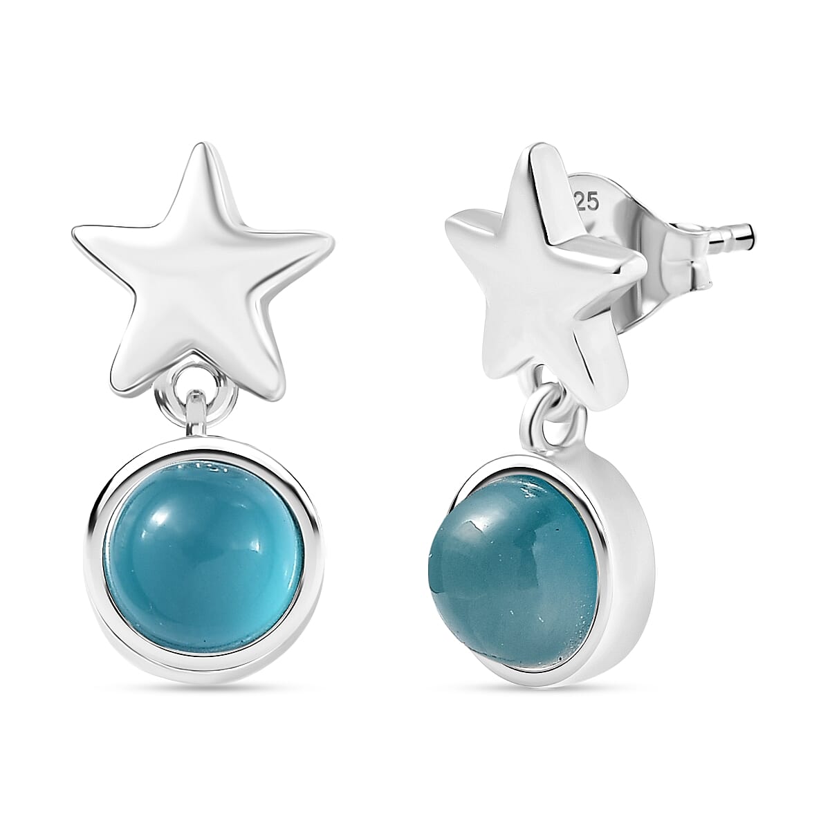 D'Joy Paraiba Moonstone Dangling Earring with Push Back in Platinum Overlay Sterling Silver 2.00 Ct. 8324736 0