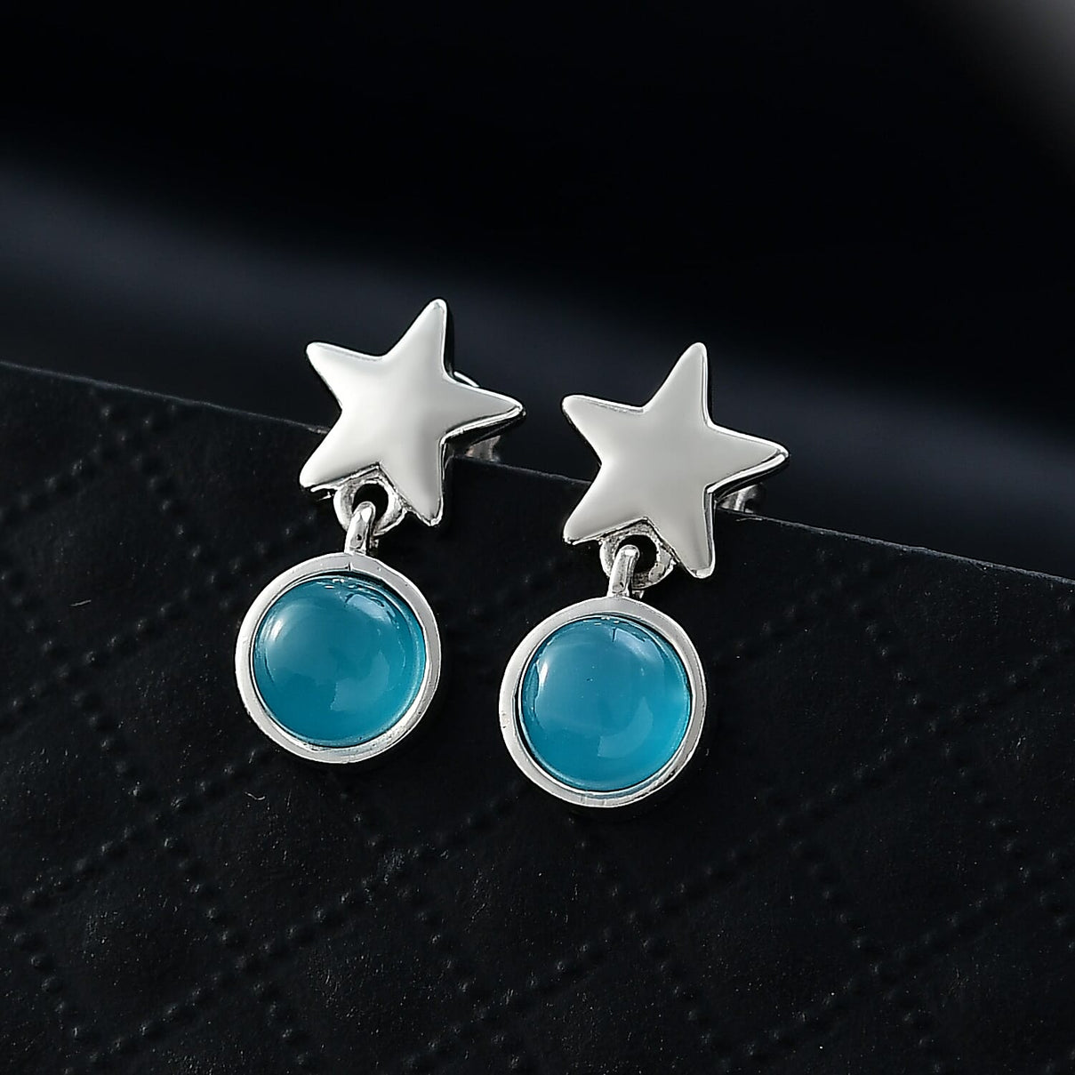 D'Joy Paraiba Moonstone Dangling Earring with Push Back in Platinum Overlay Sterling Silver 2.00 Ct. 8324736 2