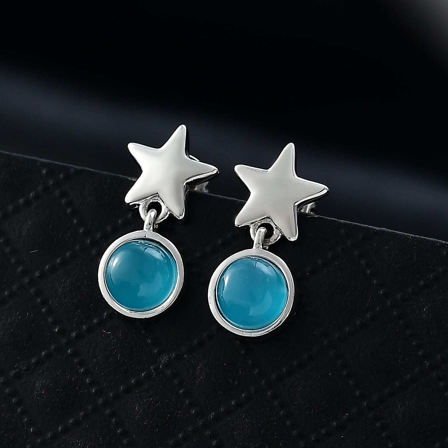 D'Joy Paraiba Moonstone Dangling Earring with Push Back in Platinum Overlay Sterling Silver 2.00 Ct. 8324736 2