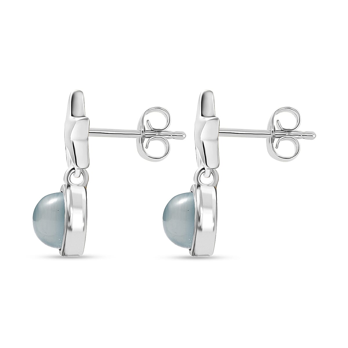 D'Joy Paraiba Moonstone Dangling Earring with Push Back in Platinum Overlay Sterling Silver 2.00 Ct. 8324736 4