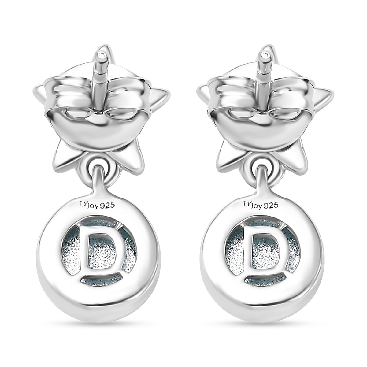 D'Joy Paraiba Moonstone Dangling Earring with Push Back in Platinum Overlay Sterling Silver 2.00 Ct. 8324736 5
