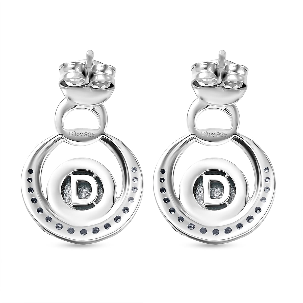 D'Joy Paraiba Moonstone &amp; White Zircon Earring with Push Back in Platinum Overlay Sterling Silver 2.38 Ct. 8324775 5