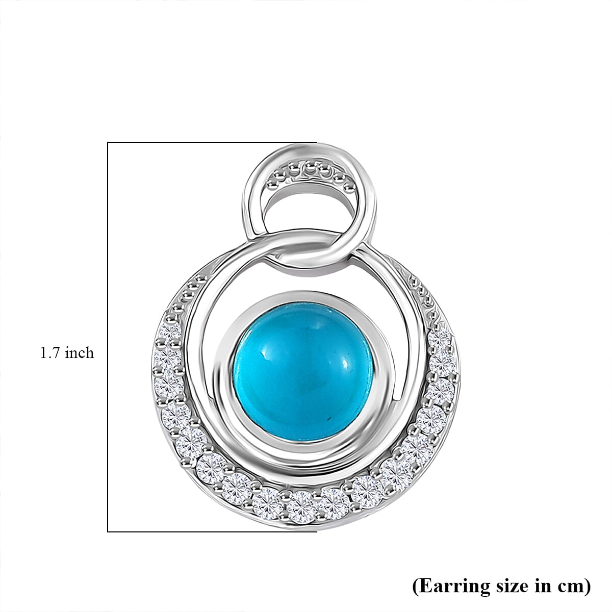 D'Joy Paraiba Moonstone &amp; White Zircon Earring with Push Back in Platinum Overlay Sterling Silver 2.38 Ct. 8324775 6