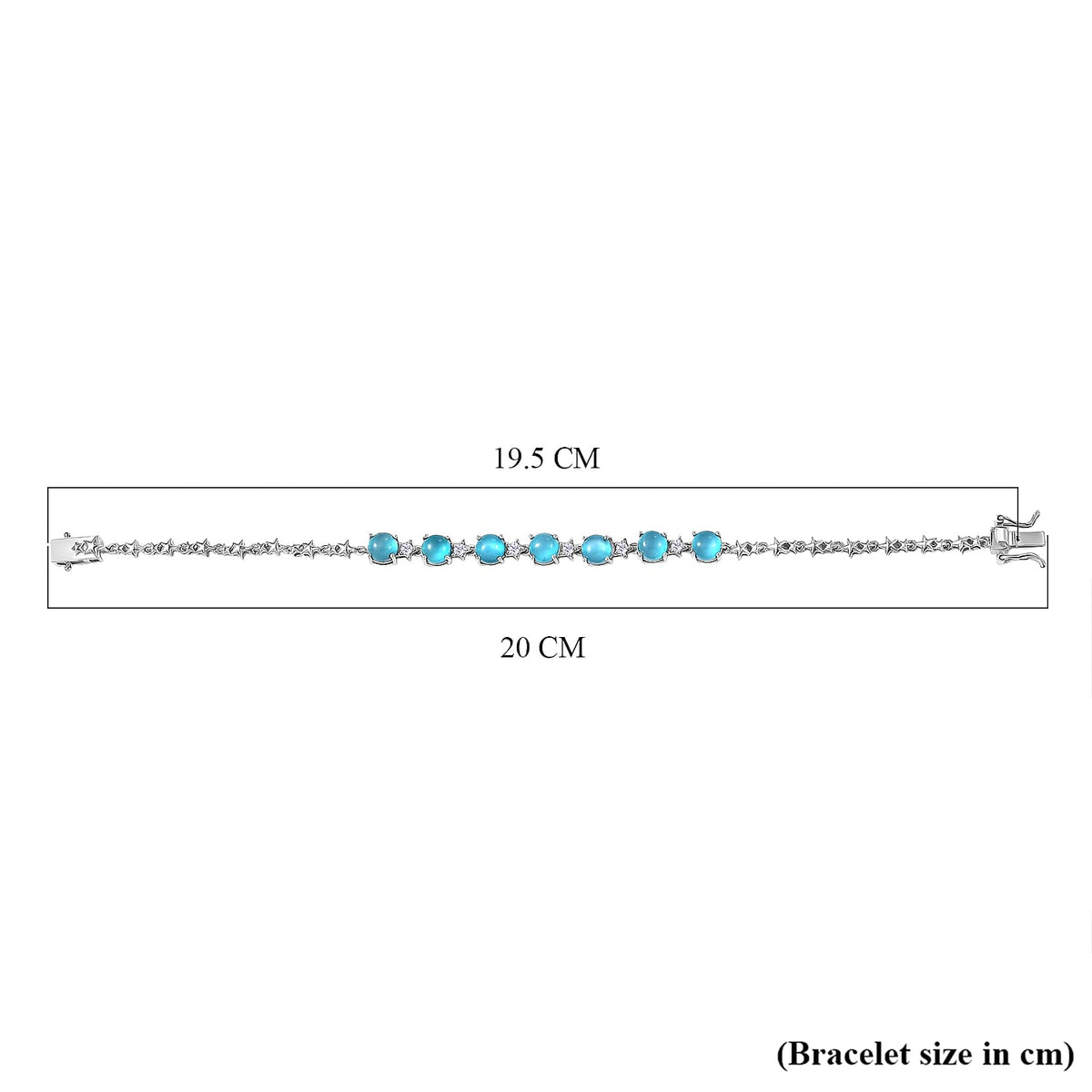 D'Joy Paraiba Moonstone, Natural Zircon Bracelet (Size 7.5) in Rhodium Overlay Sterling Silver 7.50 Ct. V32514901 5