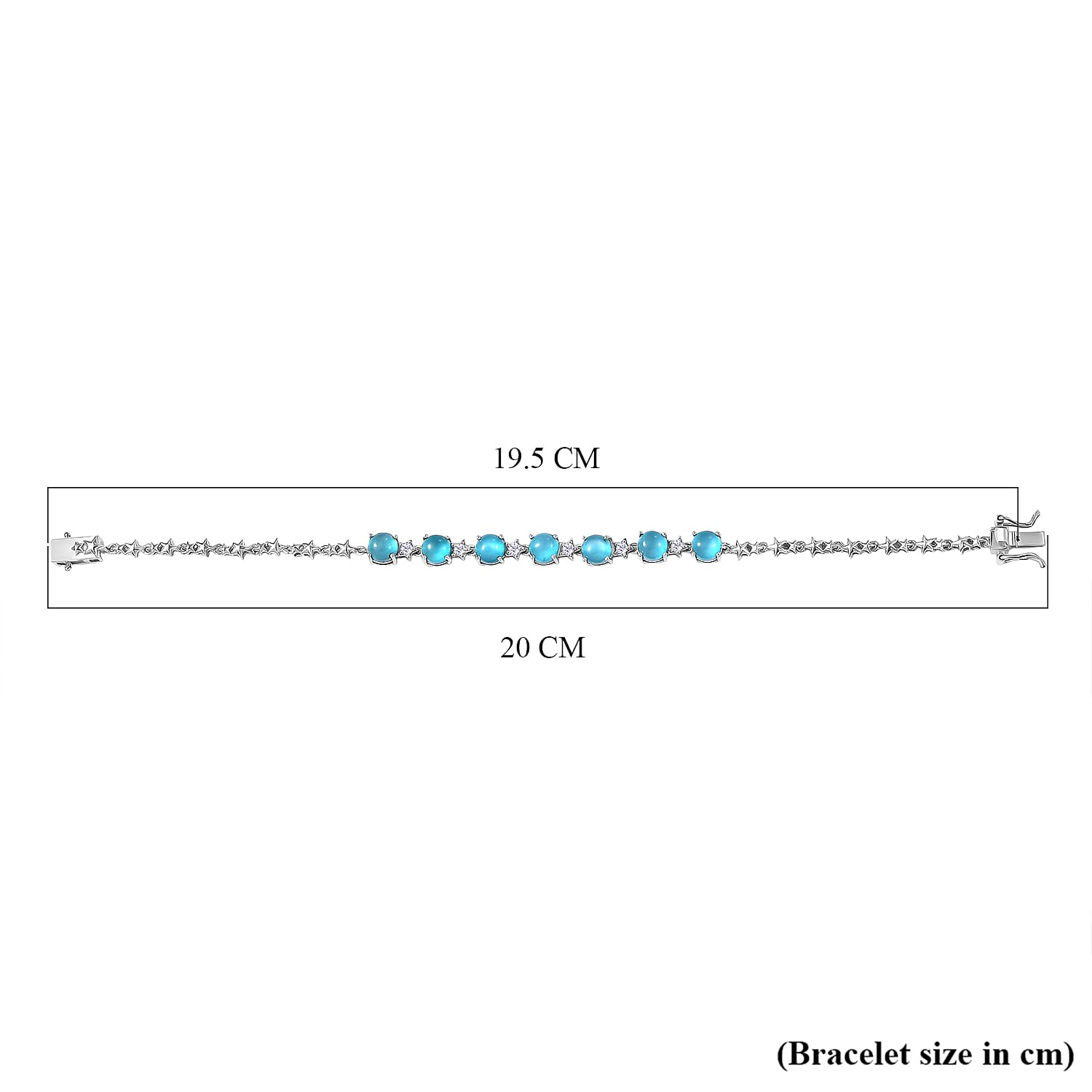 D'Joy Paraiba Moonstone, Natural Zircon Bracelet (Size 7.5) in Rhodium Overlay Sterling Silver 7.50 Ct. V32514901 5
