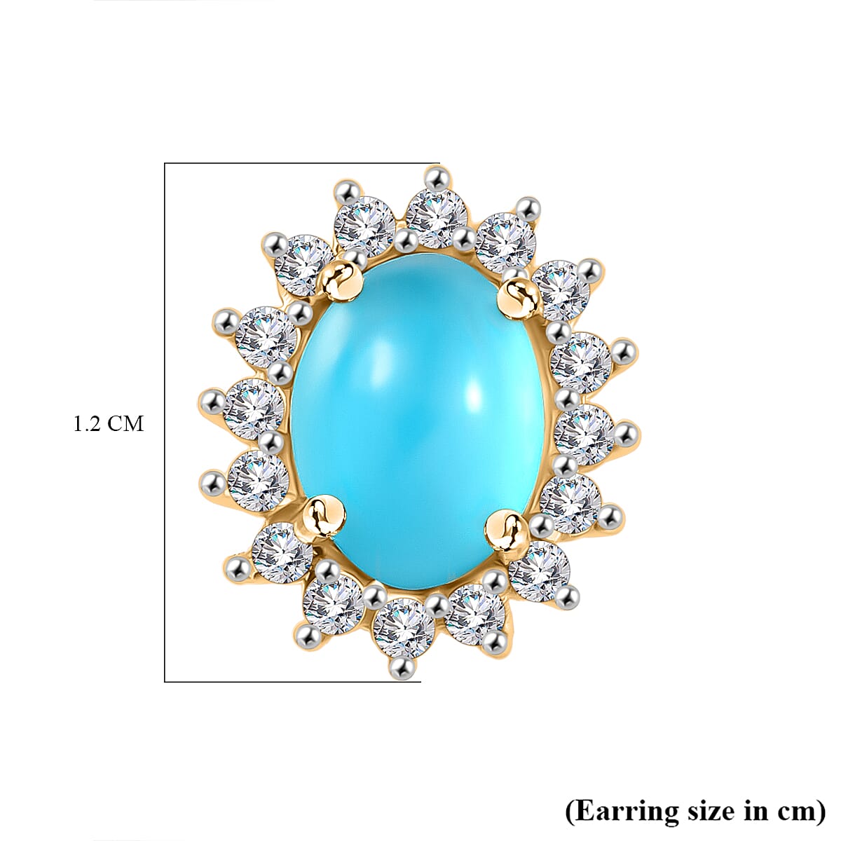 D'Joy Paraiba Moonstone &amp; White Zircon Earring with Push Back in 18K Yellow Gold Plated Sterling Silver 4.19 Ct. 8334498 4