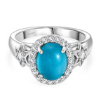 D'Joy Paraiba Moonstone & White Zircon Ring in Platinum Overlay Sterling Silver 2.49 Ct.