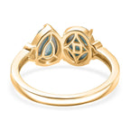D'Joy Paraiba Moonstone & White Zircon Ring in 18K Yellow Gold Plated Sterling Silver 2.81 Ct.