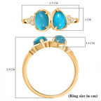 D'Joy Paraiba Moonstone & White Zircon Ring in 18K Yellow Gold Plated Sterling Silver 2.81 Ct.