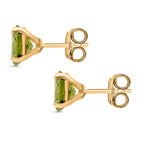 D'joy Garden Natural Hebei Peridot Studs 2 Stone Push Post Earring in Yellow Gold Plating Sterling Silver 1.75 Ct.