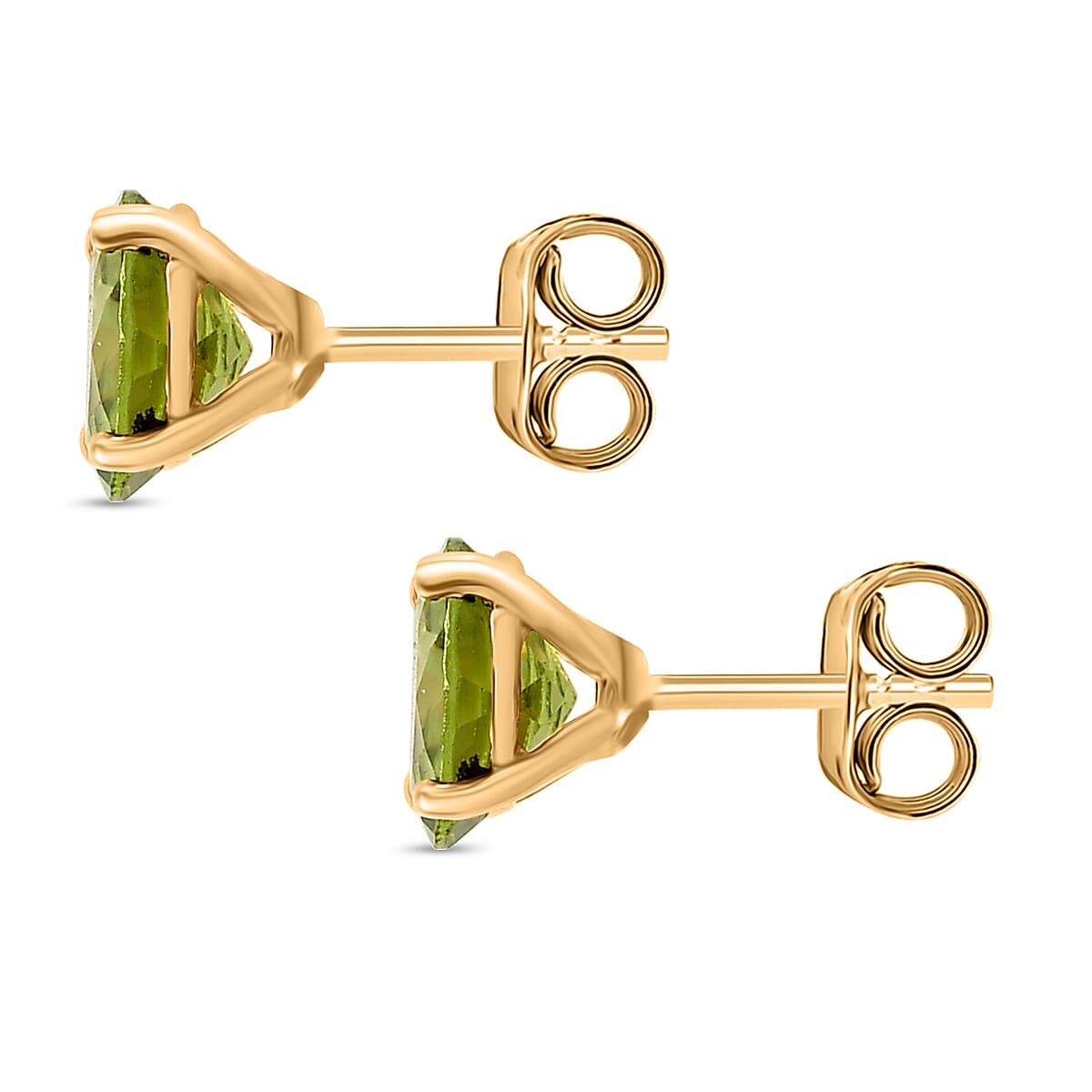D'joy Garden Natural Hebei Peridot Studs 2 Stone Push Post Earring in Yellow Gold Plating Sterling Silver 1.75 Ct. 8232731 4