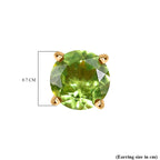 D'joy Garden Natural Hebei Peridot Studs 2 Stone Push Post Earring in Yellow Gold Plating Sterling Silver 1.75 Ct.
