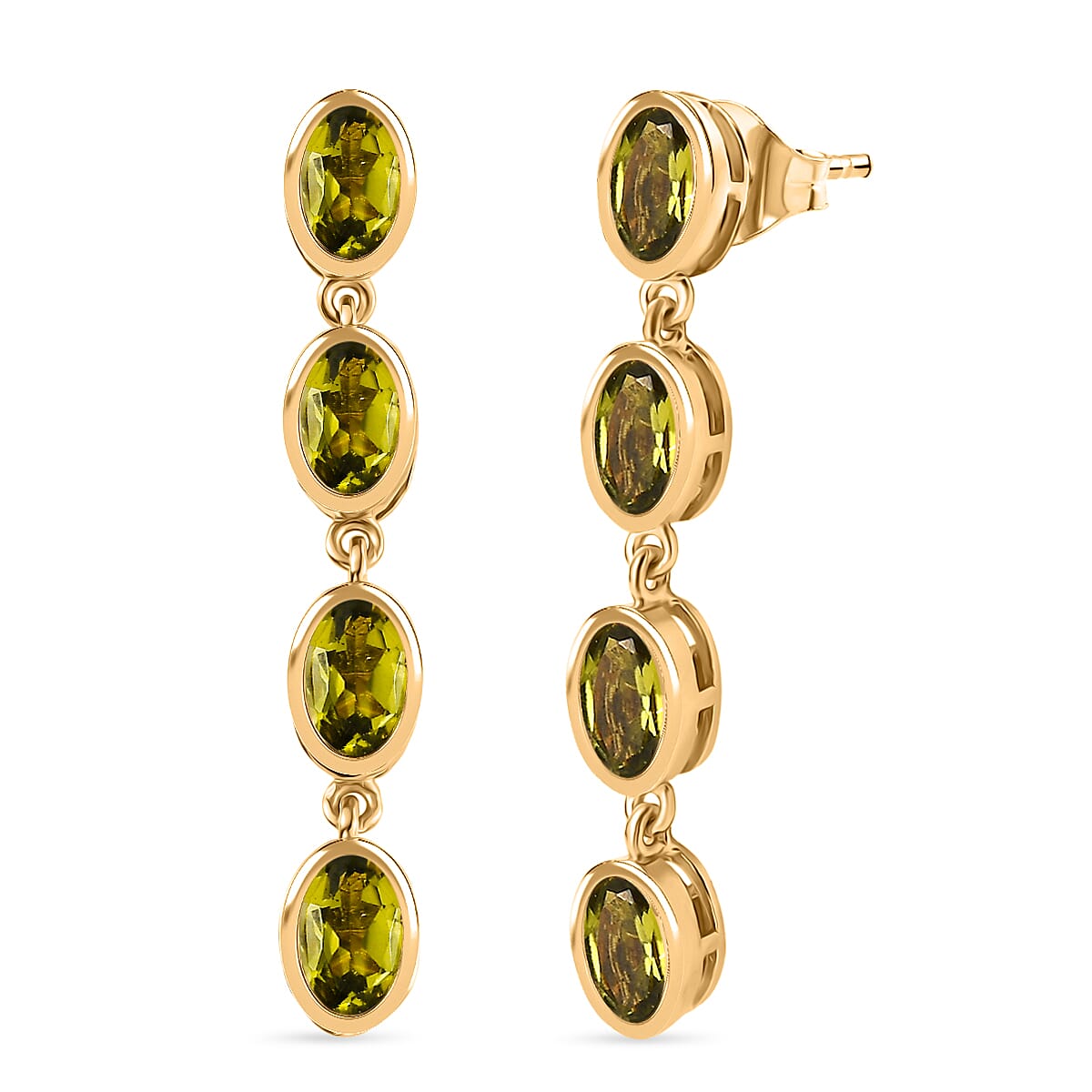 D'joy Natural Hebei Peridot Branchlet Dangles Earring with Push Back in Yellow Gold Plating Sterling Silver 3.87 Ct. 8232773 0