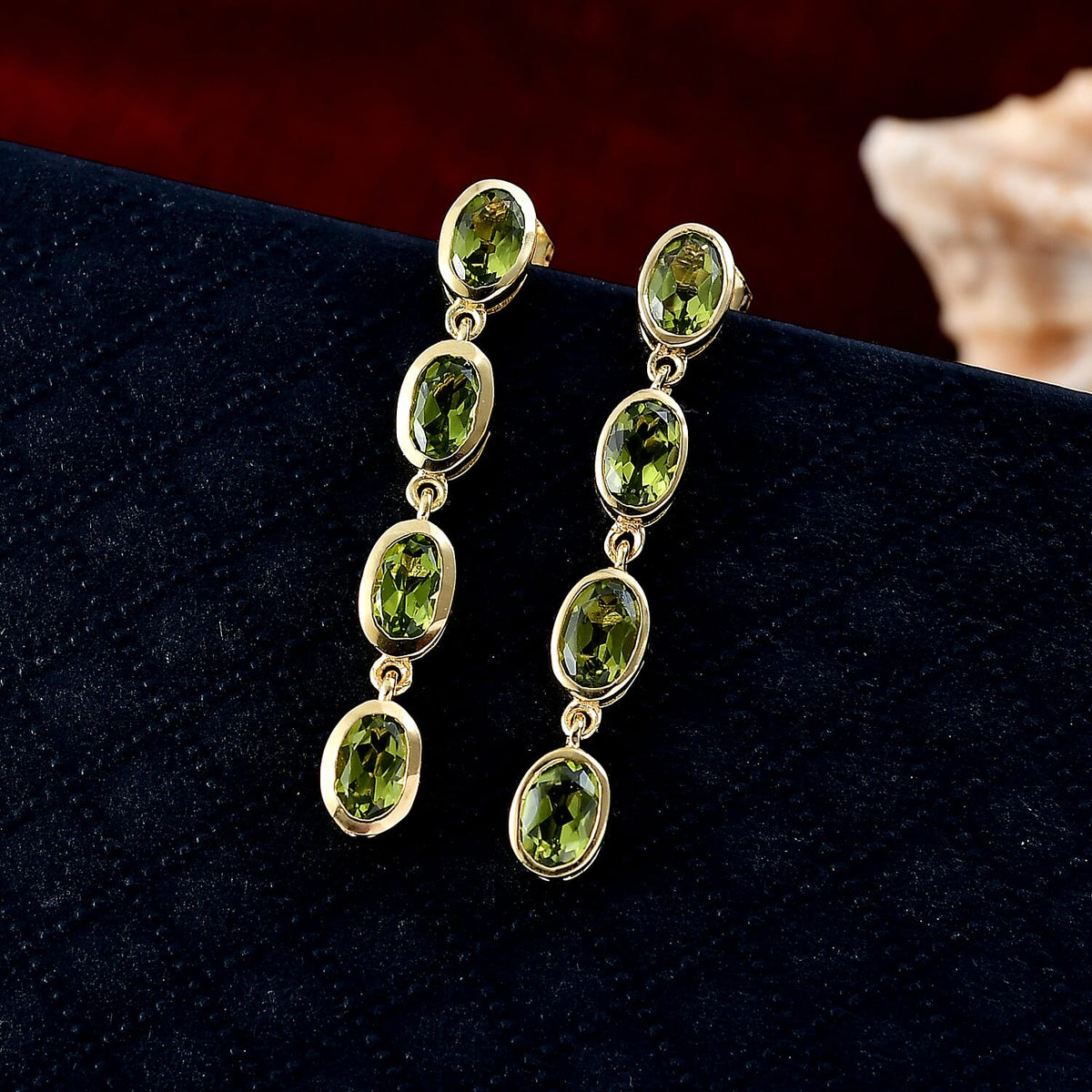 D'joy Natural Hebei Peridot Branchlet Dangles Earring with Push Back in Yellow Gold Plating Sterling Silver 3.87 Ct. 8232773 2