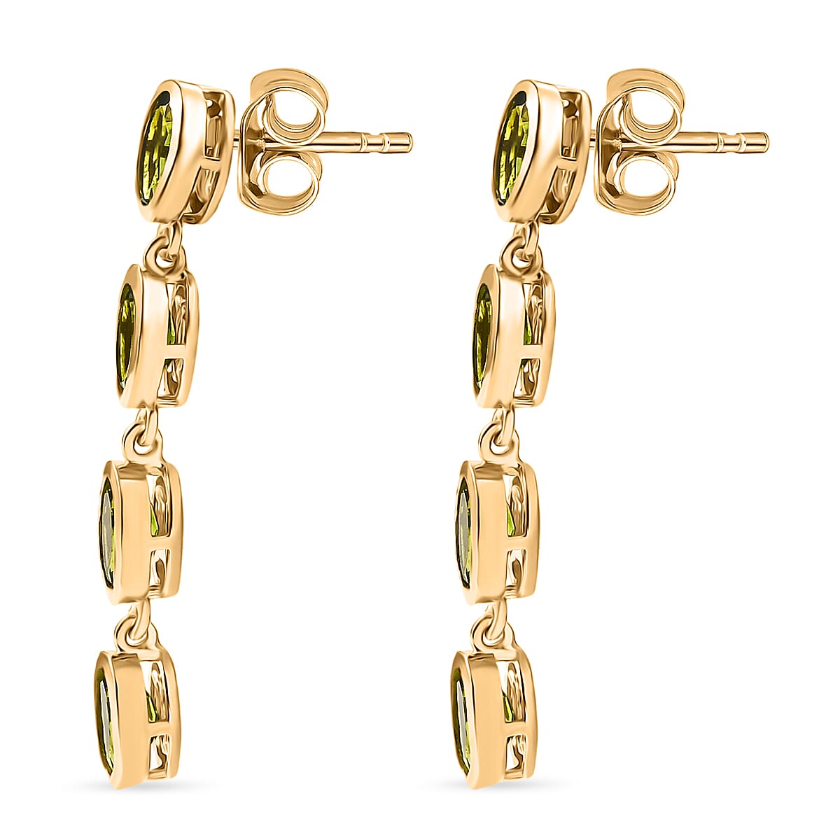 D'joy Natural Hebei Peridot Branchlet Dangles Earring with Push Back in Yellow Gold Plating Sterling Silver 3.87 Ct. 8232773 4