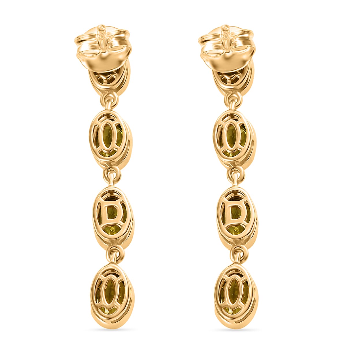 D'joy Natural Hebei Peridot Branchlet Dangles Earring with Push Back in Yellow Gold Plating Sterling Silver 3.87 Ct. 8232773 5