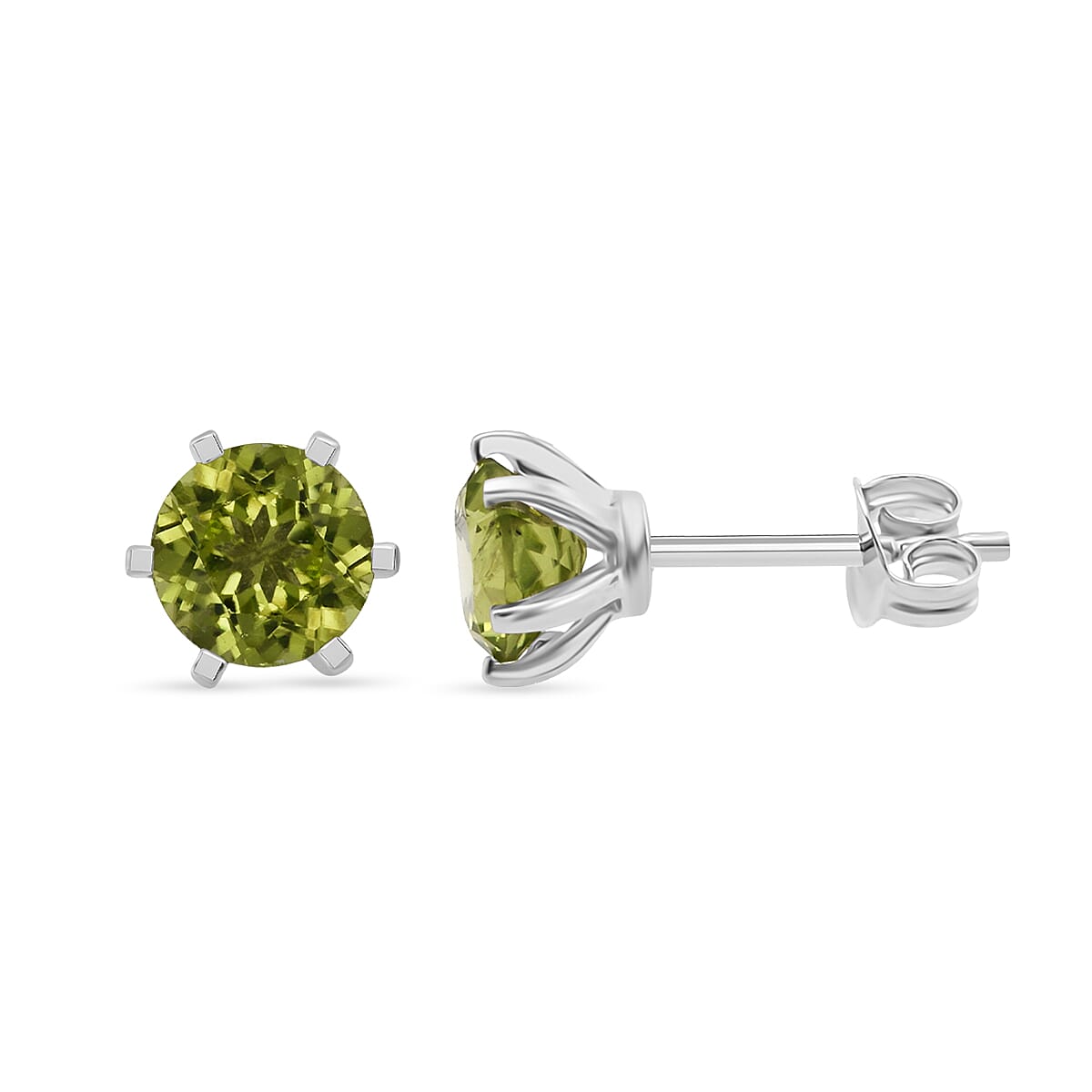 D'Joy Peridot Earring with Push Back in Rhodium Overlay Sterling Silver 1.60 Ct. 8296287 0