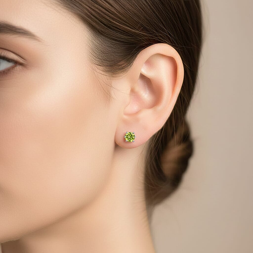D'Joy Peridot Earring with Push Back in Rhodium Overlay Sterling Silver 1.60 Ct. 8296287 2