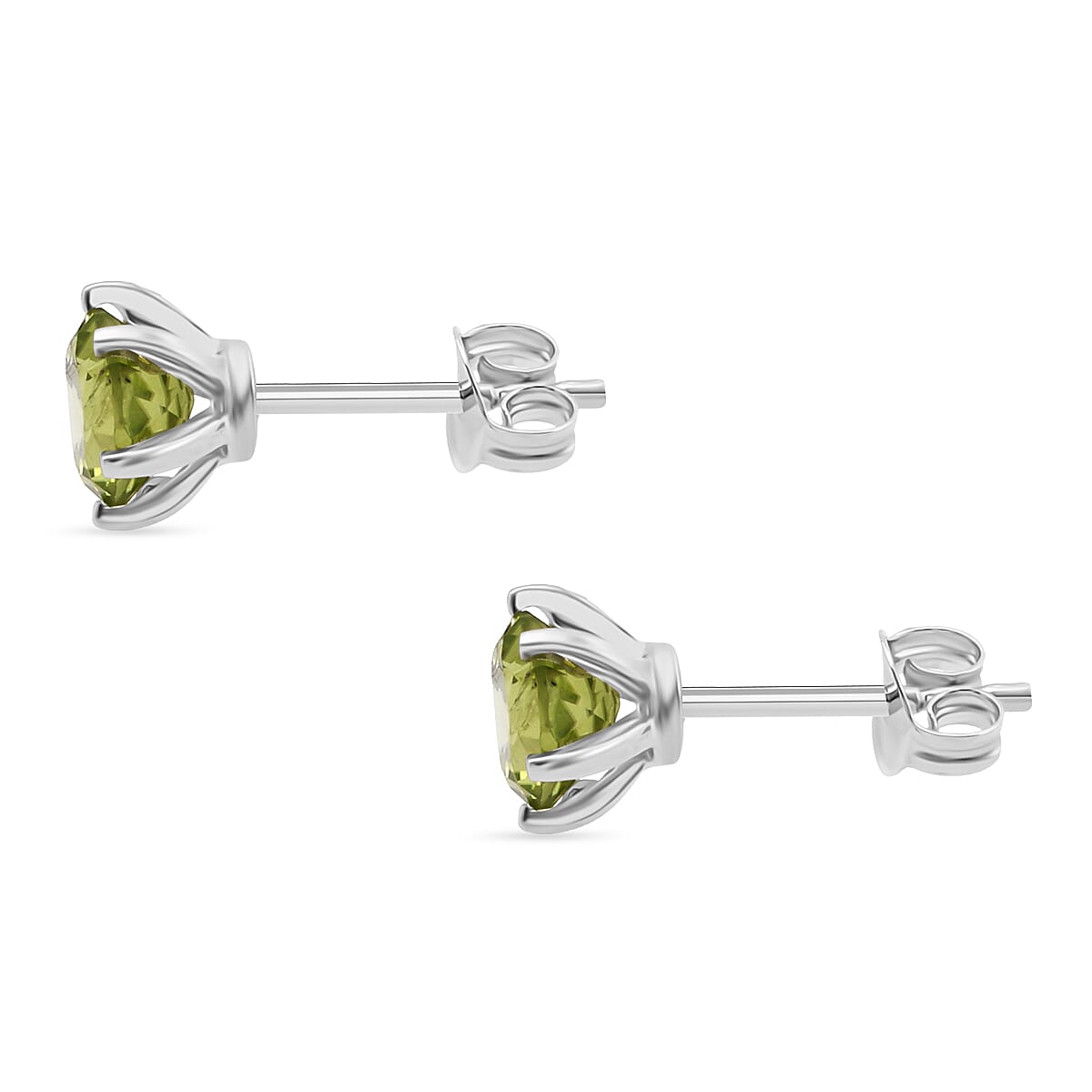 D'Joy Peridot Earring with Push Back in Rhodium Overlay Sterling Silver 1.60 Ct. 8296287 3