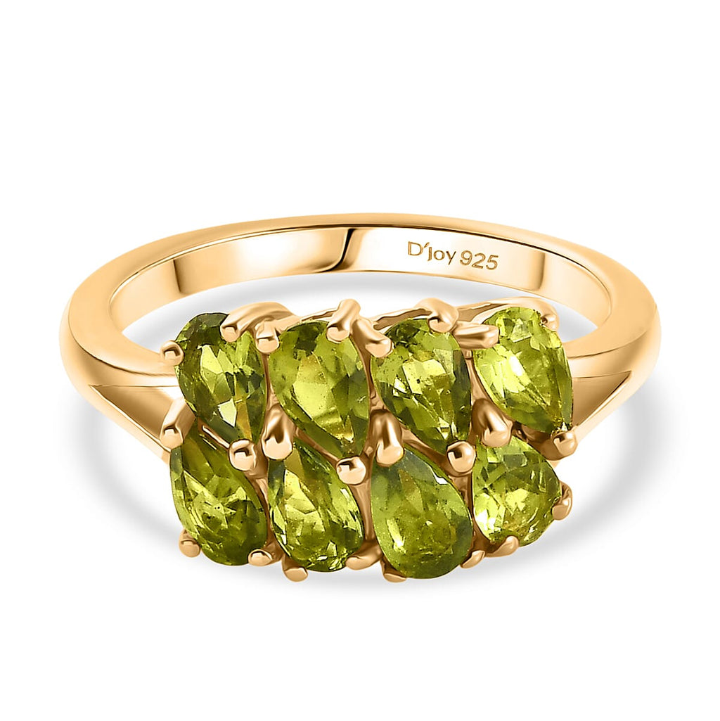 D'joy Garden Peridot Ring in Yellow Gold Plating Sterling Silver 1.83 Ct.