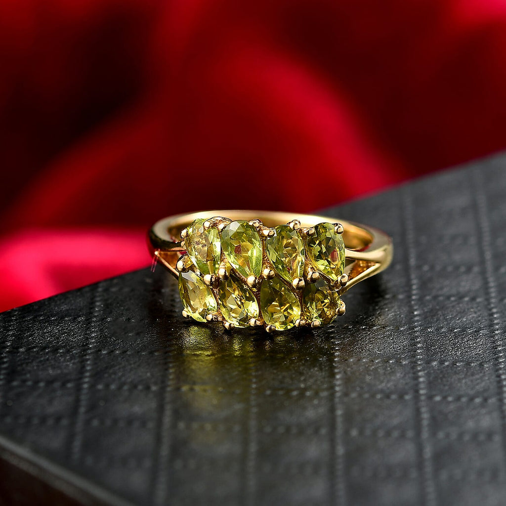 D'joy Garden Peridot Ring in Yellow Gold Plating Sterling Silver 1.83 Ct.