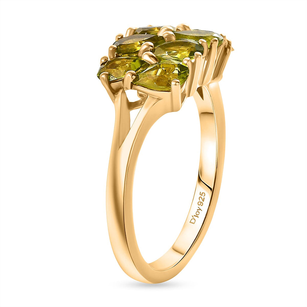 D'joy Garden Peridot Ring in Yellow Gold Plating Sterling Silver 1.83 Ct.