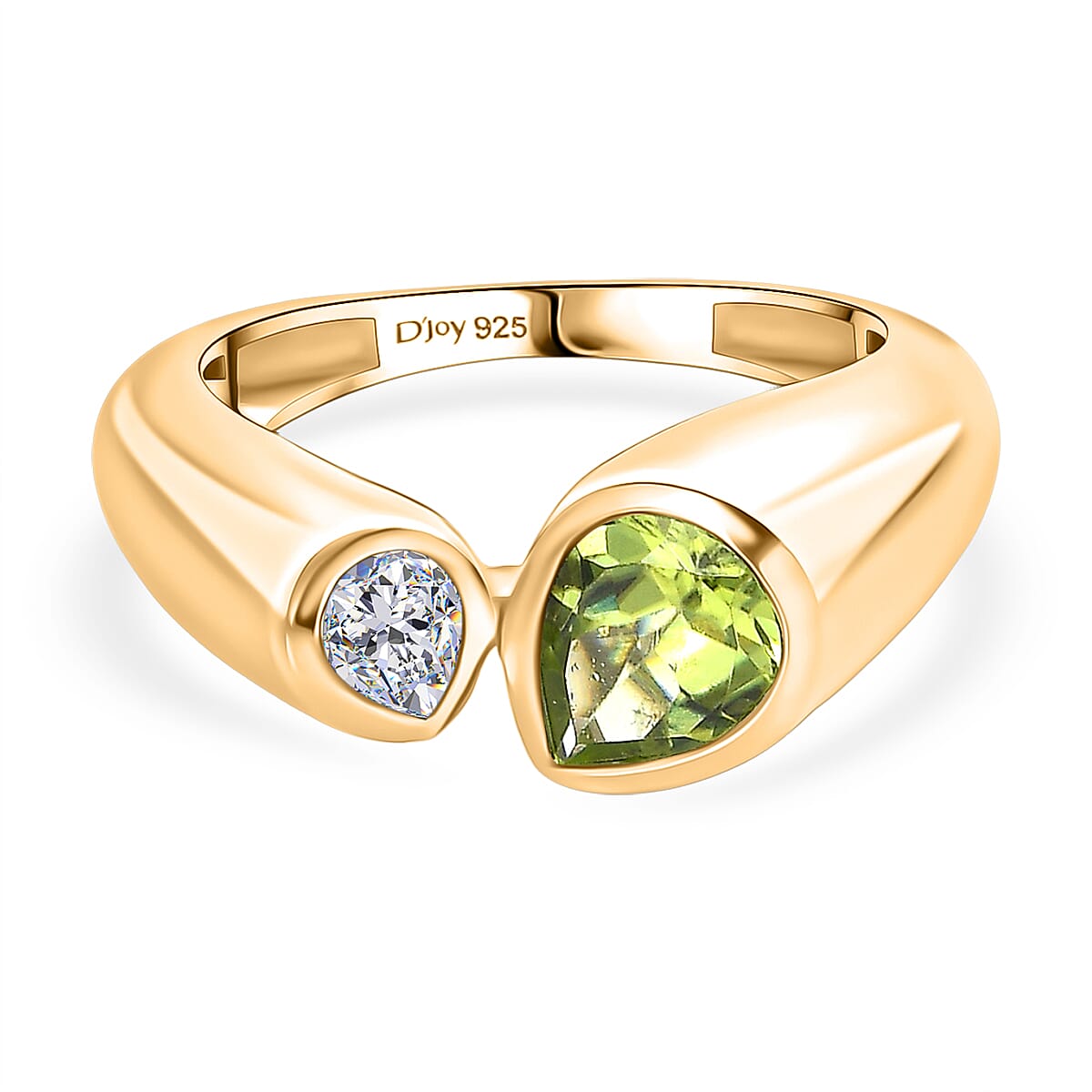 D'Joy Peridot &amp; Moissanite Bypass Ring in 18K Vermeil Yellow Gold Plated Sterling Silver 1.40 Ct. 8300323 0
