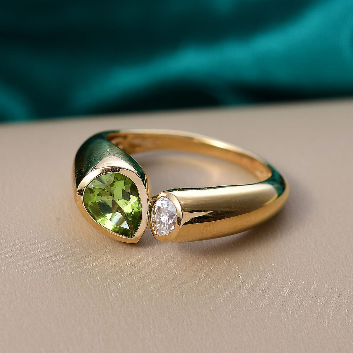 D'Joy Peridot &amp; Moissanite Bypass Ring in 18K Vermeil Yellow Gold Plated Sterling Silver 1.40 Ct. 8300323 2