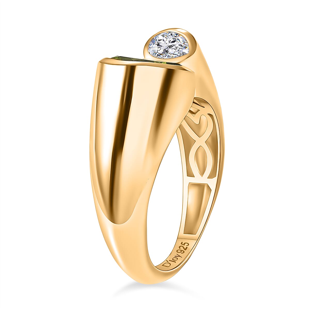 D'Joy Peridot &amp; Moissanite Bypass Ring in 18K Vermeil Yellow Gold Plated Sterling Silver 1.40 Ct. 8300323 4