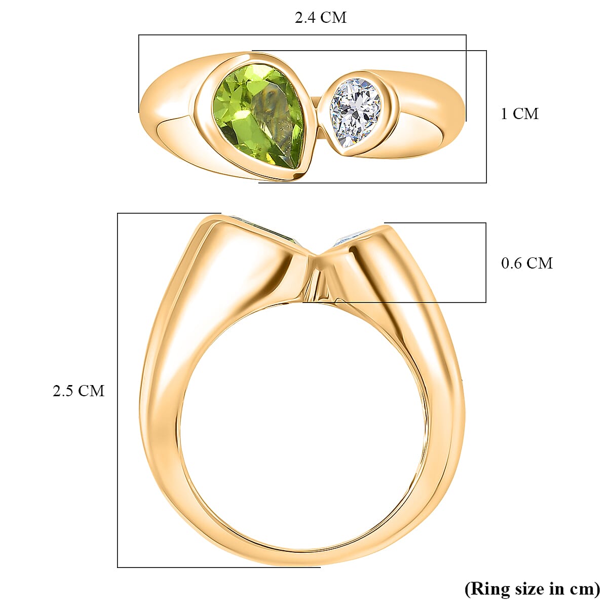 D'Joy Peridot &amp; Moissanite Bypass Ring in 18K Vermeil Yellow Gold Plated Sterling Silver 1.40 Ct. 8300323 6