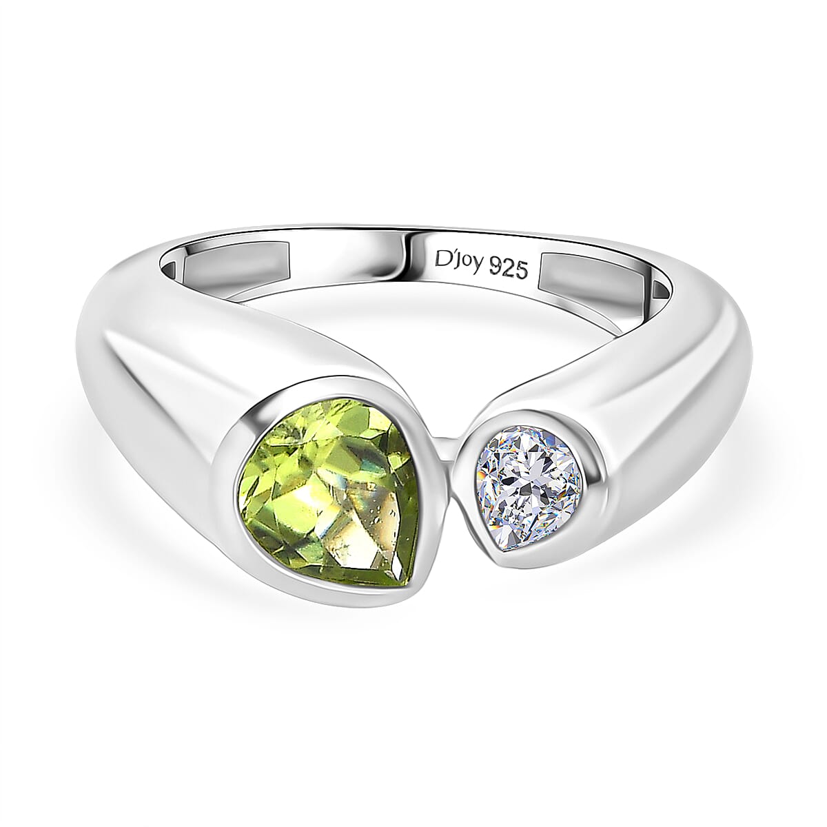 D'Joy Peridot &amp; Moissanite Bypass Ring in Rhodium Overlay Sterling Silver 1.40 Ct. V32520590 0