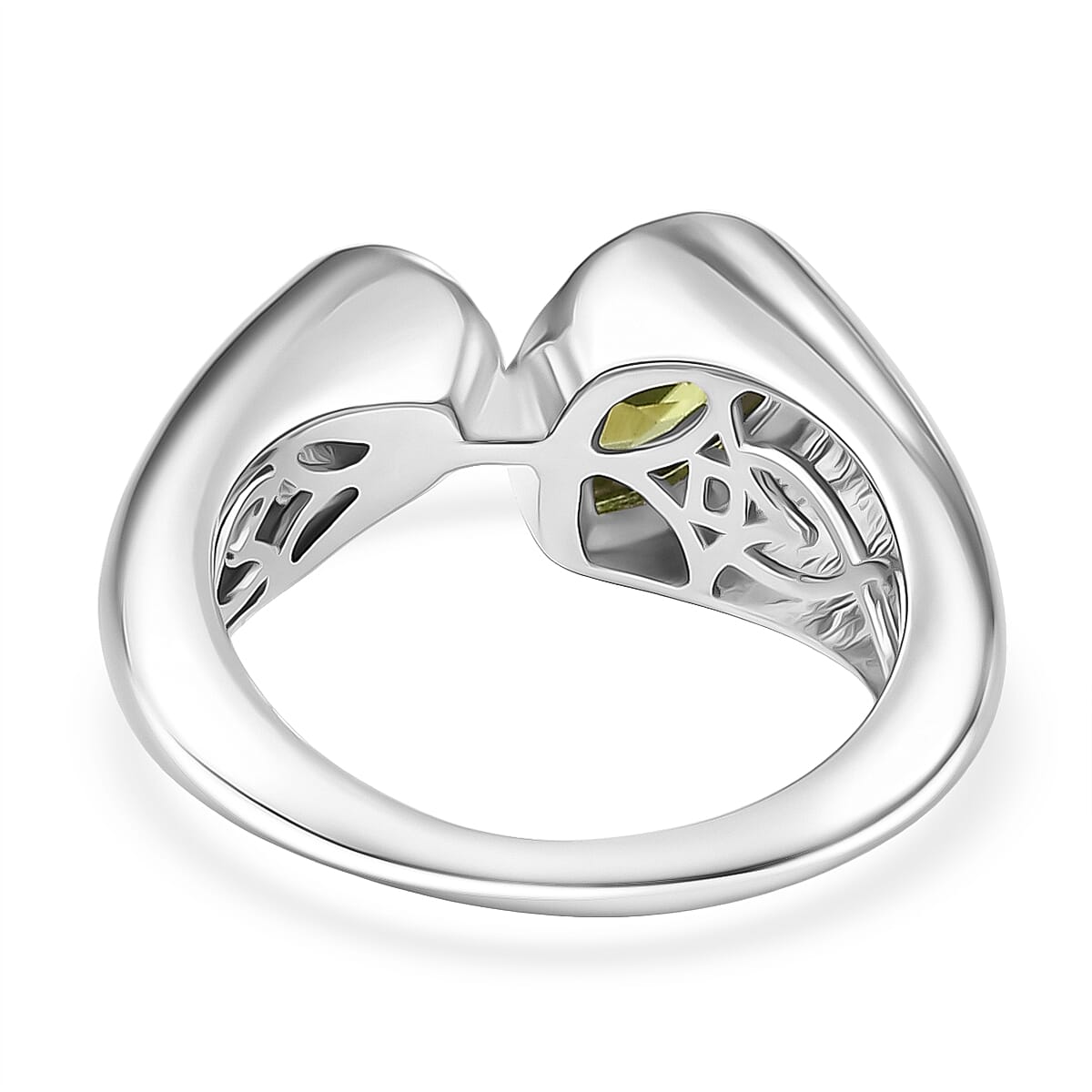 D'Joy Peridot &amp; Moissanite Bypass Ring in Rhodium Overlay Sterling Silver 1.40 Ct. V32520590 5