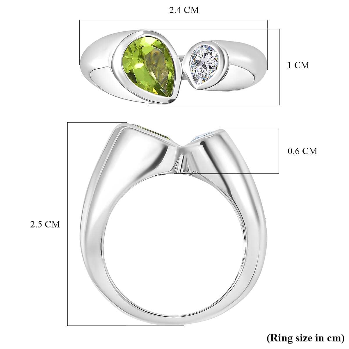 D'Joy Peridot &amp; Moissanite Bypass Ring in Rhodium Overlay Sterling Silver 1.40 Ct. V32520590 6