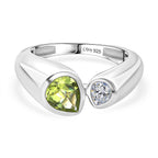 D'Joy Peridot & Moissanite Bypass Ring in Rhodium Overlay Sterling Silver 1.40 Ct.