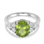 D'Joy Peridot & Moissanite Cluster Shoulder Ring in Rhodium Overlay Sterling Silver 3.36 Ct.