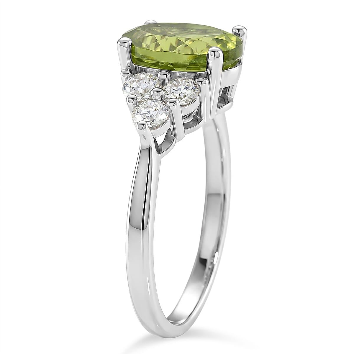 D'Joy Peridot, Moissanite Cocktail Ring in Rhodium Overlay Sterling Silver 3.36 Ct. 8380901 4