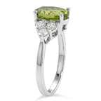 D'Joy Peridot & Moissanite Cluster Shoulder Ring in Rhodium Overlay Sterling Silver 3.36 Ct.