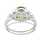 D'Joy Peridot & Moissanite Cluster Shoulder Ring in Rhodium Overlay Sterling Silver 3.36 Ct.