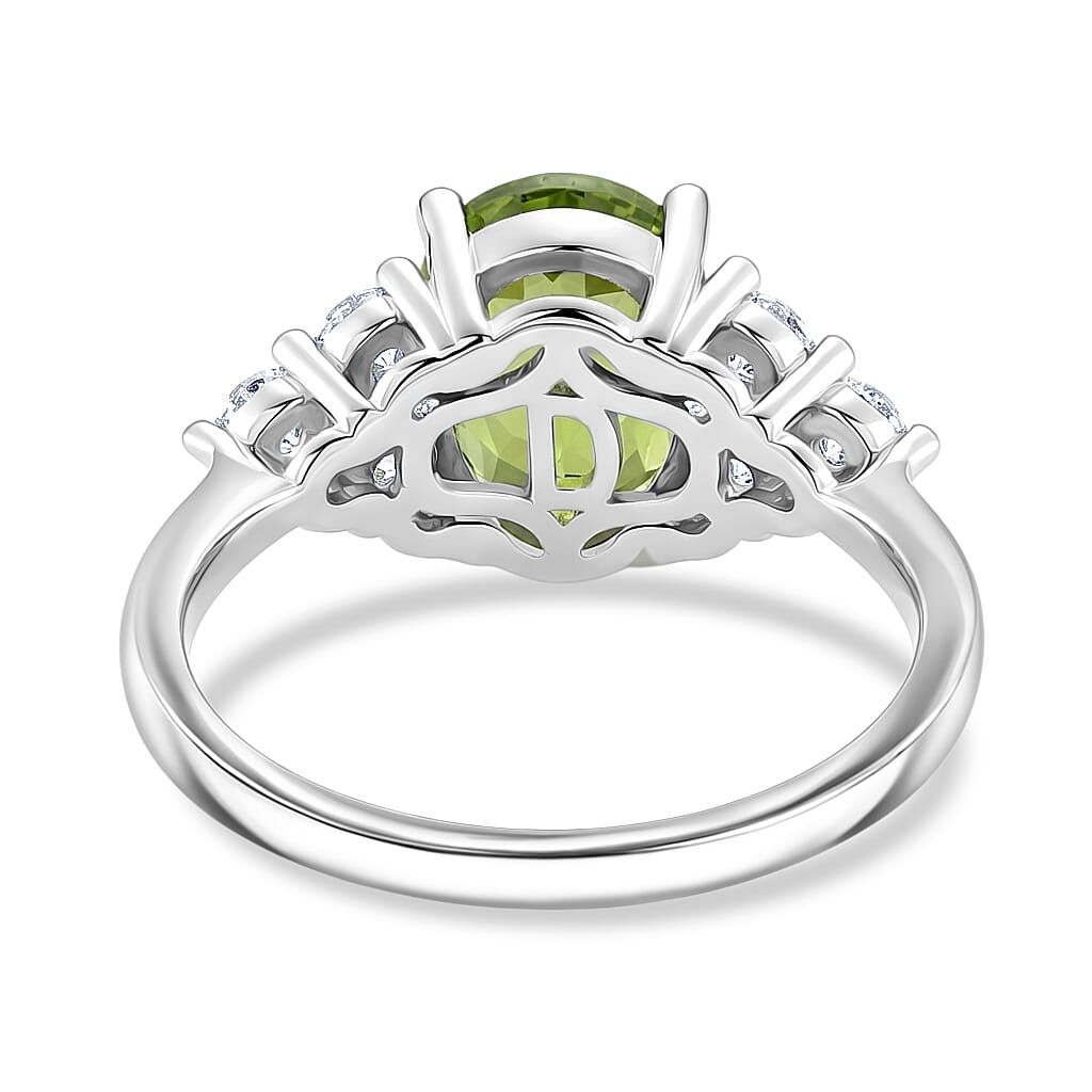 D'Joy Peridot, Moissanite Cocktail Ring in Rhodium Overlay Sterling Silver 3.36 Ct. 8380901 5