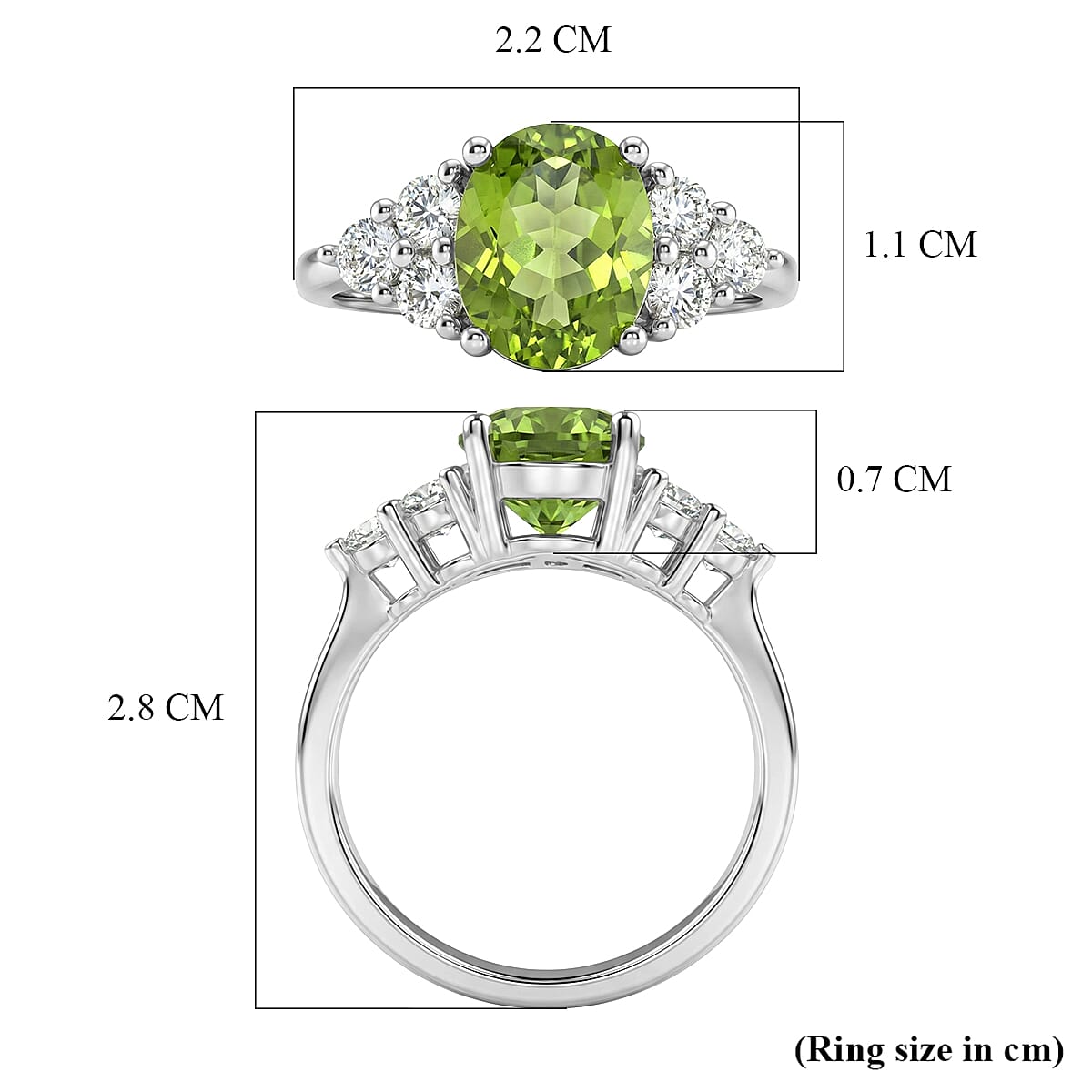 D'Joy Peridot, Moissanite Cocktail Ring in Rhodium Overlay Sterling Silver 3.36 Ct. 8380901 6