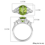 D'Joy Peridot & Moissanite Cluster Shoulder Ring in Rhodium Overlay Sterling Silver 3.36 Ct.