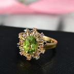D'Joy Peridot & Multi Sapphire Cluster Ring in 18K Vermeil Yellow Gold Plated Sterling Silver 2.22 Ct.