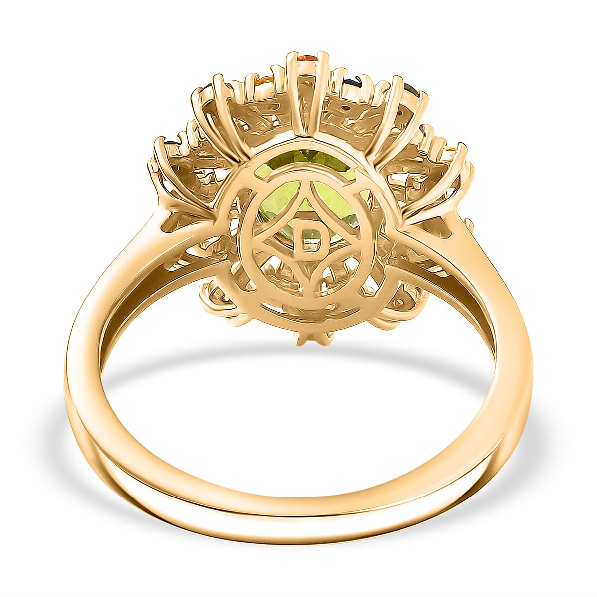 D'Joy Peridot &amp; Multi Sapphire Cluster Ring in 18K Vermeil Yellow Gold Plated Sterling Silver 2.22 Ct. 8297617 5