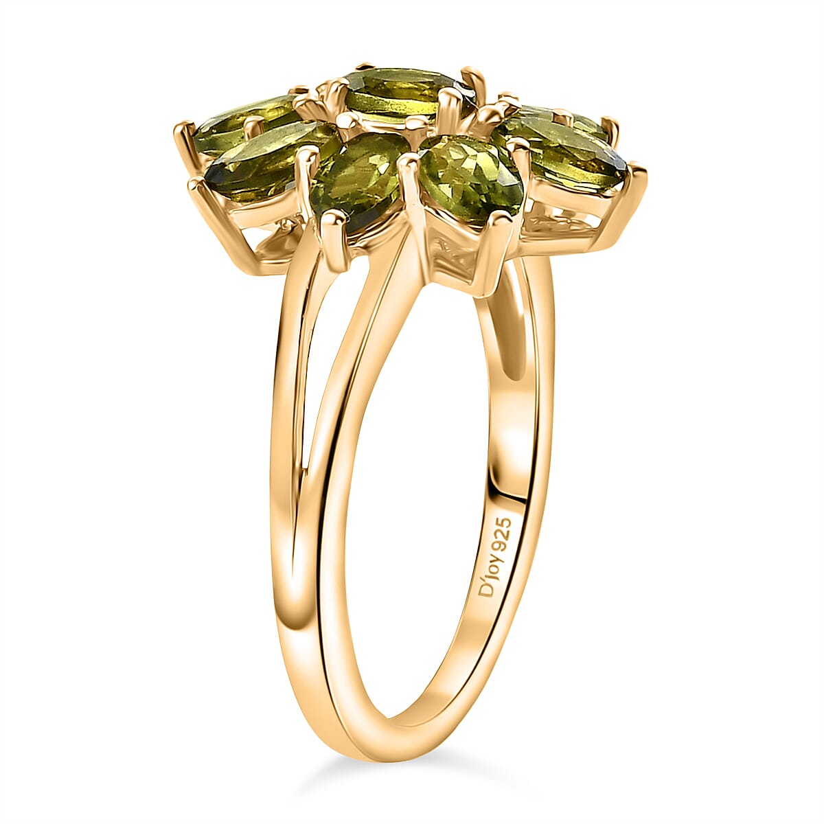 D'joy Natural Hebei Peridot Bloom Ring in 18K Yellow Gold Plated Sterling Silver 2.07 Ct. 8232516 3