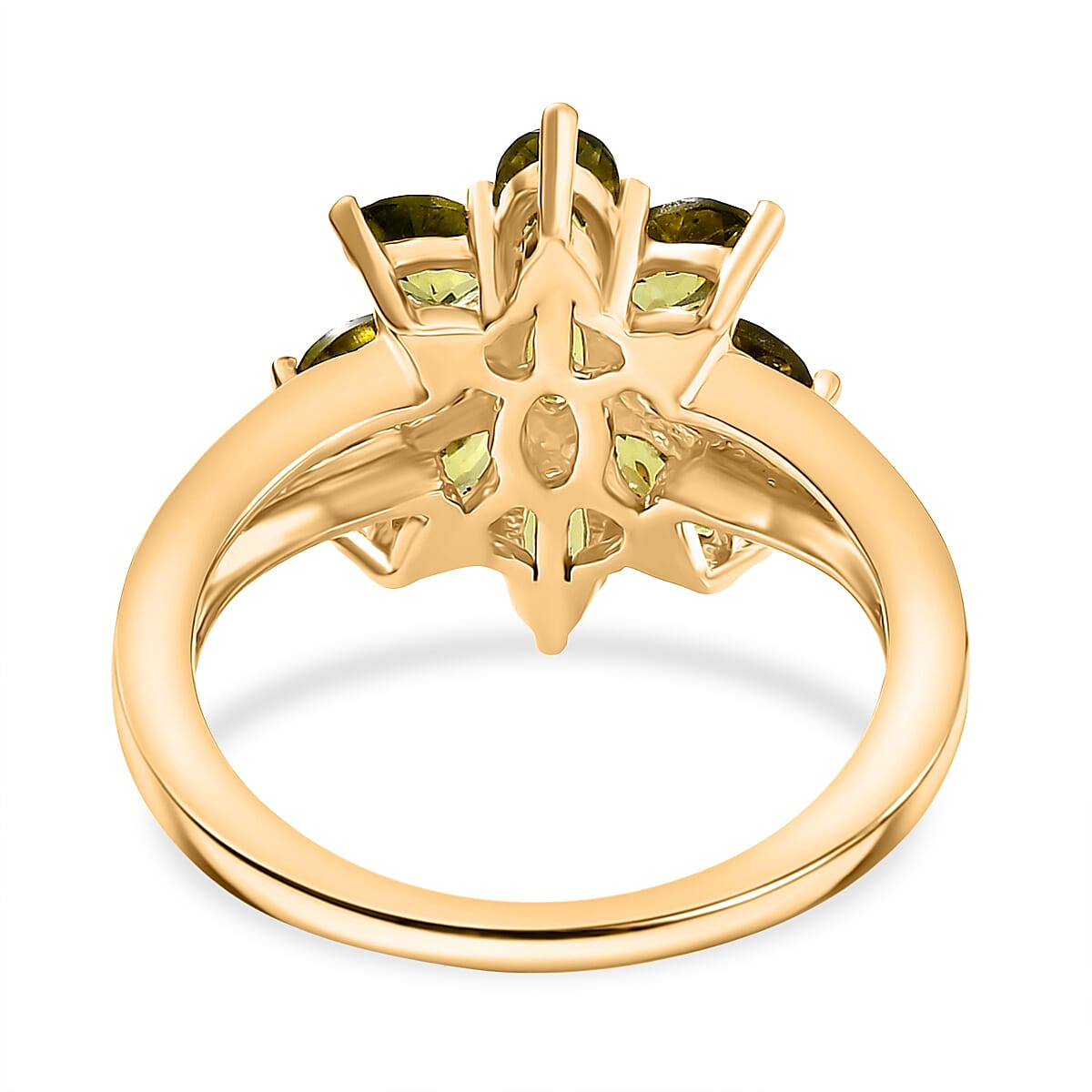 D'joy Natural Hebei Peridot Bloom Ring in 18K Yellow Gold Plated Sterling Silver 2.07 Ct. 8232516 4